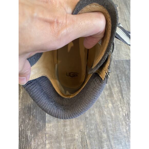 Ugg Shoes Womens Size 7 Gray Olive Trainer Casual Suede High Top Basic Sneakers - Picture 4 of 13